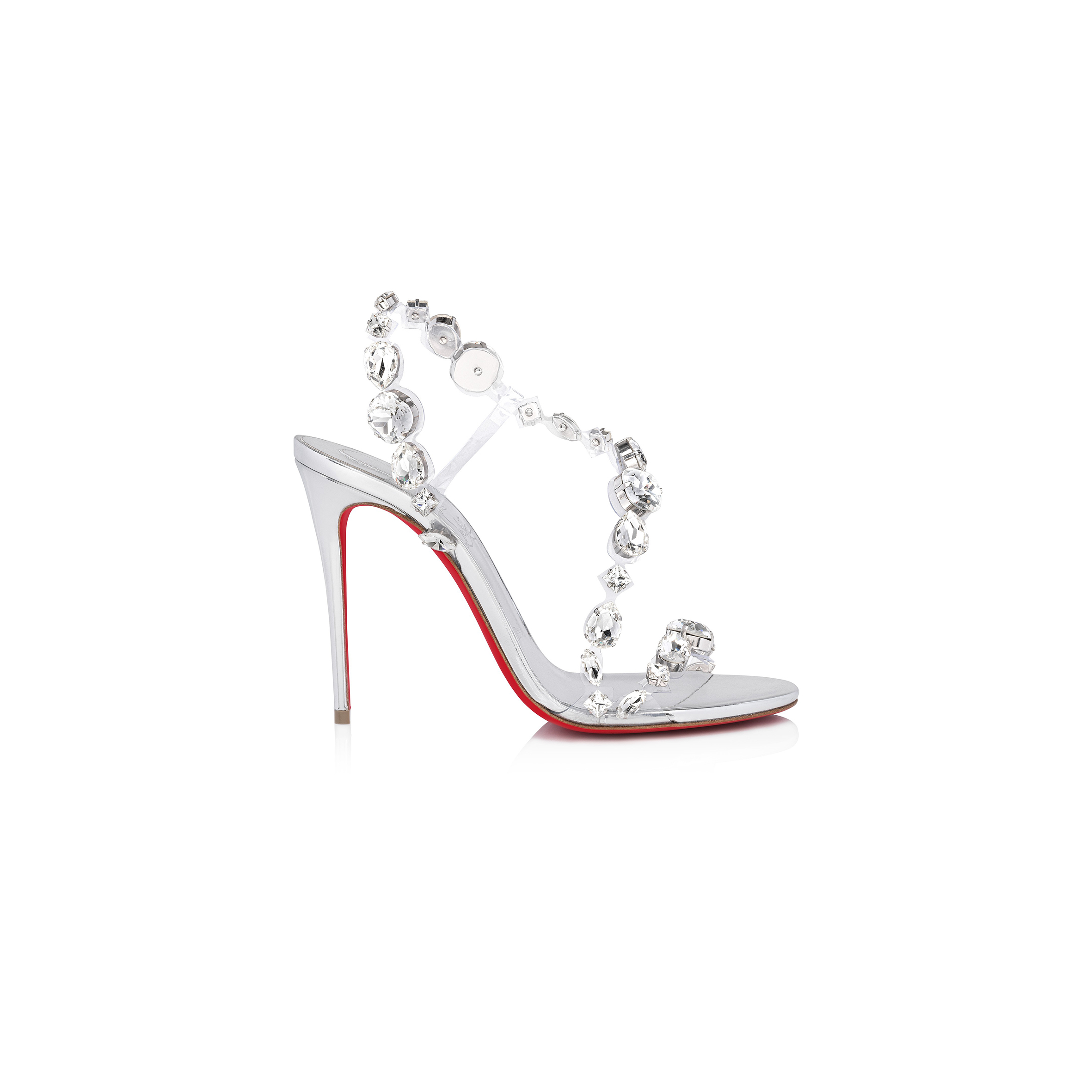 CHRISTIAN LOUBOUTIN ROSALIE JEWEL 100 MM SANDALS-TPU AND LAMINATED CALF LEATHER-CRYSTAL-WOMEN 1250147S338